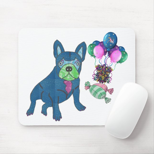 Französische Bulldogge mit Luftballons Mousepad (With Mouse)