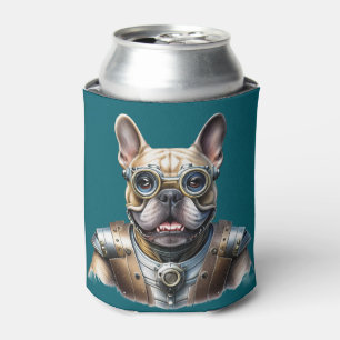 Französische Bulldogge mit Motorrad Can Cooler