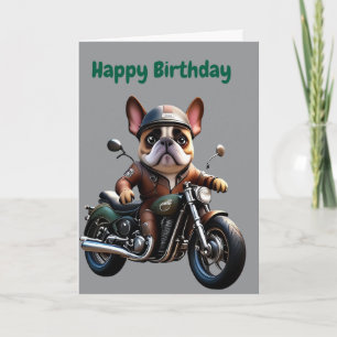  französische Bulldogge mit Motorrad Invitation