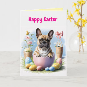 Französische Bulldogge mit Ostereiern  Card
