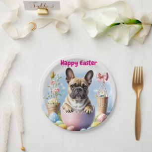 Französische Bulldogge mit Ostereiern Paper Plate