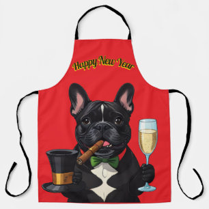 Französische Bulldogge mit Zigarre Neujahr Apron
