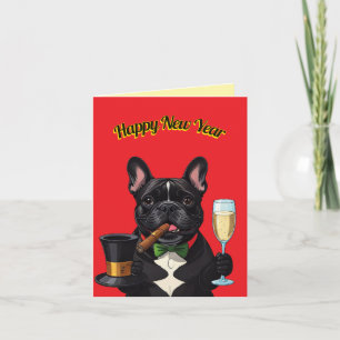 Französische Bulldogge mit Zigarre Neujahr Holiday Card