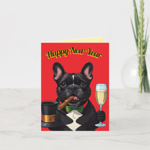 Französische Bulldogge mit Zigarre Neujahr Holiday Card