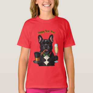 Französische Bulldogge mit Zigarre Neujahr T-Shirt