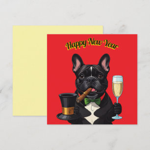 Französische Bulldogge mit Zigarre Neujahr Thank You Card
