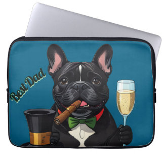 Französische Bulldogge mit Zigarre Vatertag Laptop Sleeve