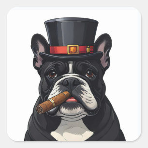 Französische Bulldogge mit Zigarre Vatertag Square Sticker