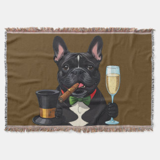 Französische Bulldogge mit Zigarre Vatertag Throw Blanket