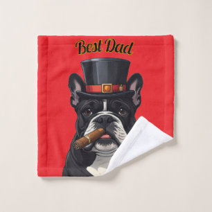 Französische Bulldogge mit Zigarre Vatertag Wash Cloth