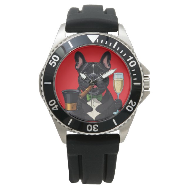 Französische Bulldogge mit Zigarre Vatertag Watch (Front)