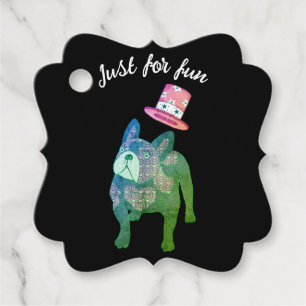 Französische Bulldogge mit Zylinder Favour Tags