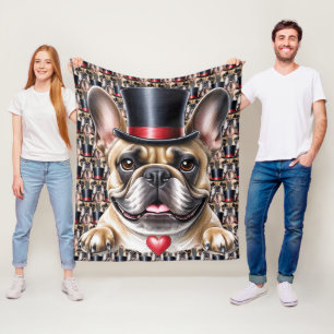französische Bulldogge mit Zylinder  Fleece Blanket