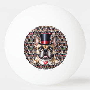 französische Bulldogge mit Zylinder Ping Pong Ball