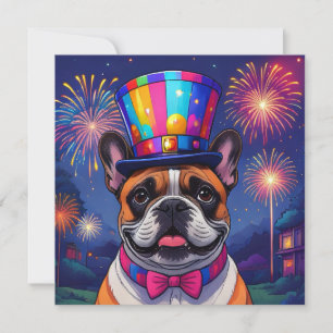 Französische Bulldogge Neujahr Feier
