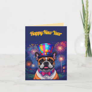 Französische Bulldogge Neujahr Feier Invitation