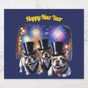 Französische Bulldogge Neujahr Feier Sparkling Wine Label