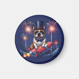 Französische Bulldogge Neujahr lustig  Rakete Magnet
