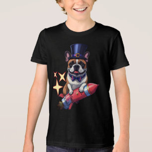 Französische Bulldogge Neujahr lustig Rakete Tri-Blend Shirt