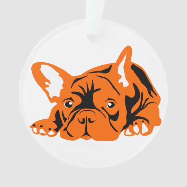 Französische Bulldogge orange Ornament (Front)