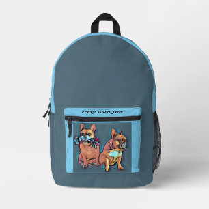 Französische Bulldogge play with fun Printed Backpack