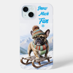 Französische Bulldogge Schlittenfahrt iPhone 15 Mini Case