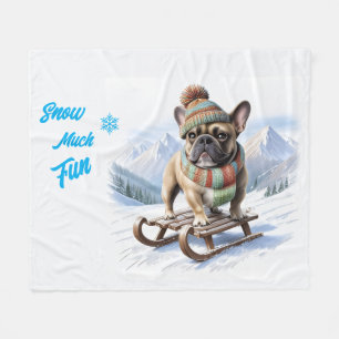 Französische Bulldogge Schlittenfahrt Fleece Blanket