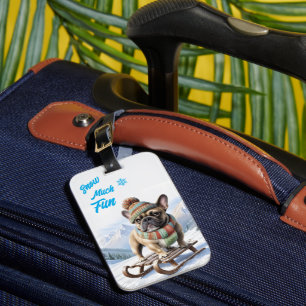 Französische Bulldogge Schlittenfahrt Luggage Tag