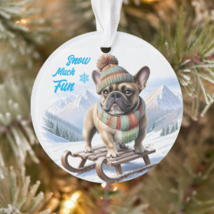 Französische Bulldogge Schlittenfahrt Ornament