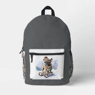 Französische Bulldogge Schlittenfahrt Printed Backpack