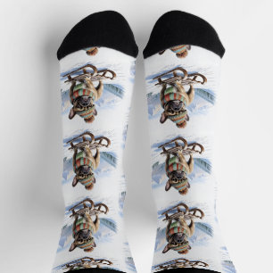 Französische Bulldogge Schlittenfahrt Socks
