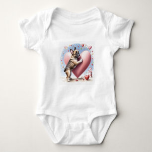 Französische Bulldogge Springt aus  Herz Baby Bodysuit