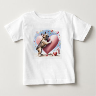 Französische Bulldogge Springt aus  Herz Baby T-Shirt