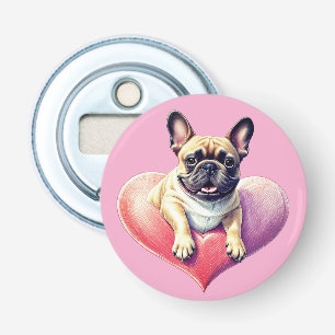 Französische Bulldogge Springt aus Herz Bottle Opener