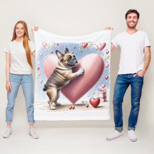 Französische Bulldogge Springt aus  Herz Fleece Blanket