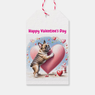 Französische Bulldogge Springt aus  Herz Gift Tags