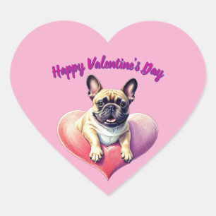 Französische Bulldogge Springt aus  Herz Heart Sticker