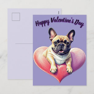 Französische Bulldogge Springt aus  Herz Holiday Postcard