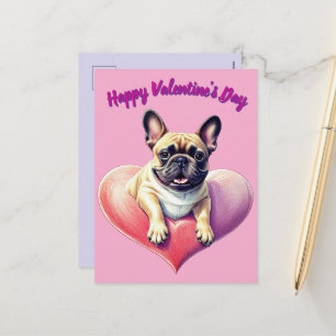 Französische Bulldogge Springt aus  Herz Holiday Postcard