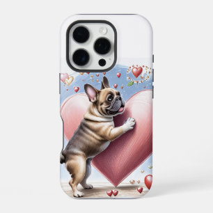 Französische Bulldogge Springt aus Herz iPhone 16 Pro Case