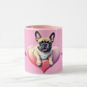 Französische Bulldogge Springt aus Herz Mug