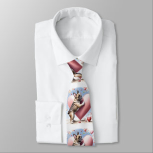 Französische Bulldogge Springt aus  Herz Tie