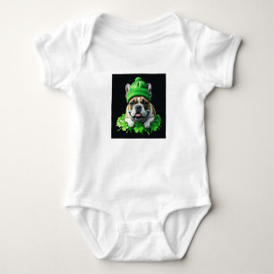 Französische Bulldogge St. Patrick's Day Kleeblatt Baby Bodysuit