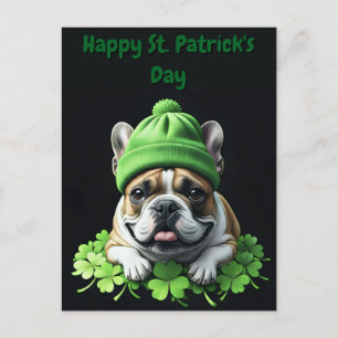 Französische Bulldogge St. Patrick's Day Kleeblatt Holiday Postcard