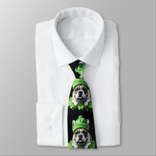 Französische Bulldogge St. Patrick's Day Kleeblatt Tie