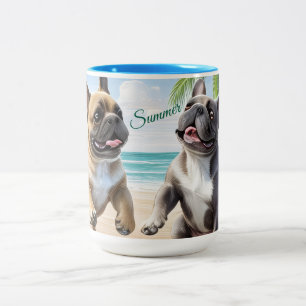 Französische Bulldogge Summer Two-Tone Coffee Mug