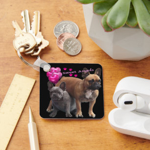 Französische Bulldogge Sweet Angel Key Ring