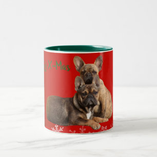 französische Bulldogge Tasse Weihnachten  Two-Tone Coffee Mug