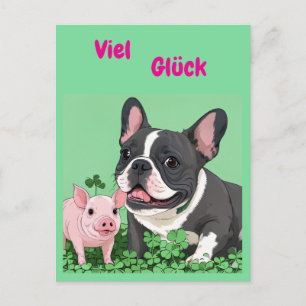 Französische Bulldogge viel Glück Postcard