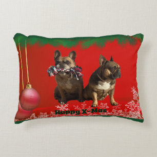 französische Bulldogge Weihnachten Dekokissen Decorative Cushion